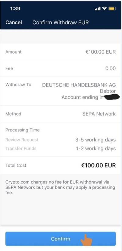 Step 4 Confirm withdrawal details