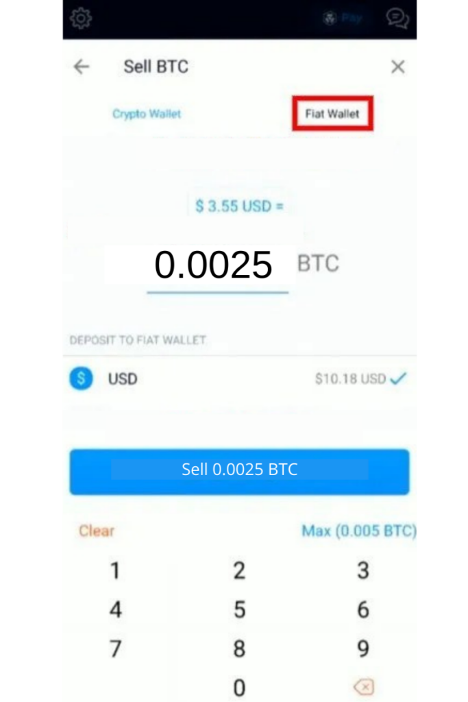 Select Fiat Wallet and Enter Crypto