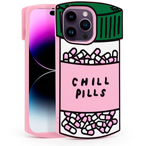 MEGANTREE for Cute iPhone 14 Pro Max Case, Chill Pills 3D Cartoon F...