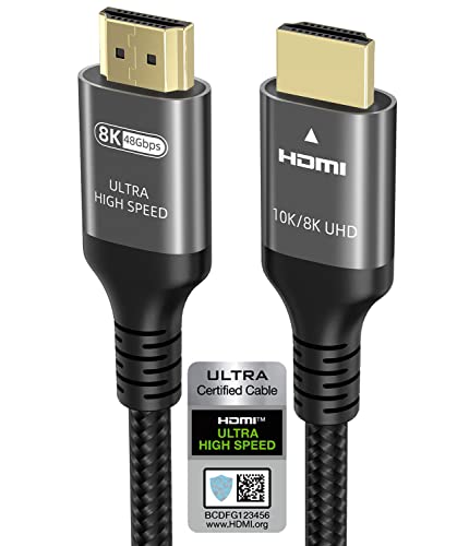 10k 8k 4k HDMI Cable 6.6 FT, Certified 48Gbps 1ms Ultra High Speed ...