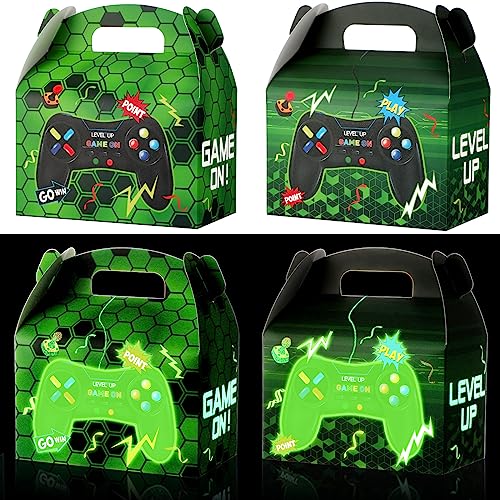 24 Pcs Glow in the Dark Video Game Party Boxes Neon Game Theme Part...