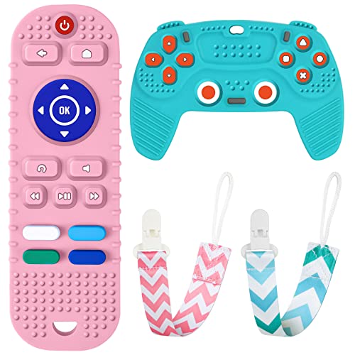 2PCS Baby Teether Toys Silicone, Remote Control Shape Teething Toys...