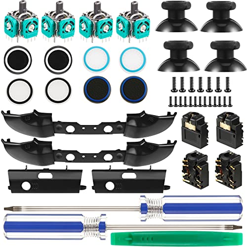 31 Pieces Replacement Game Controller Kit, Thumbsticks Grips Cover,...