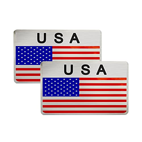 3D Aluminum Alloy American US Flag Decal, 2 PCS 3  X 2  Patriotic S...