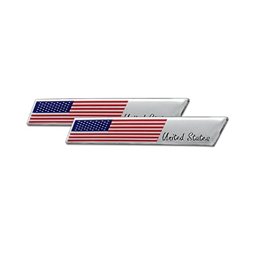 3D Aluminum Alloy American US Flag Decal, 2PCS 3.8  X 0.6  Patrioti...