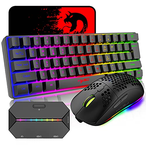 4 in 1 Wireless Gaming Keyboard Mouse and Converter with RGB Backli...