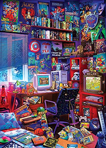  80s Game Room Pop Culture 1000 Piece Jigsaw Puzzle by Rachid Lotf ...