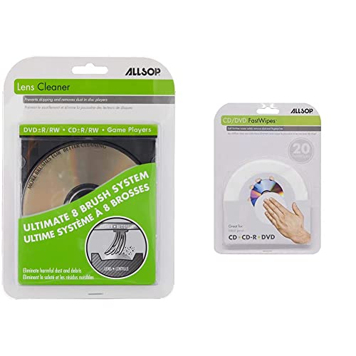 Allsop CD Laser-Lens Cleaner & CD and DVD FastWipes, lint-Free Wipe...