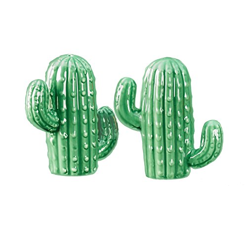 Amici Home Cactus Salt & Pepper Shakers | Green Tropical Salt and P...