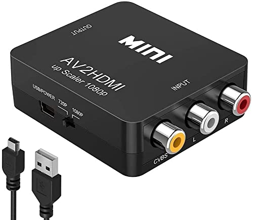 Amtake RCA to HDMI Converter, 1080P RCA Composite CVBS AV to HDMI V...