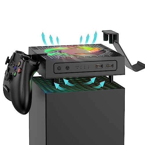 Automatic Cooling Fan for Xbox Series X Console, 2 Charging Stand H...
