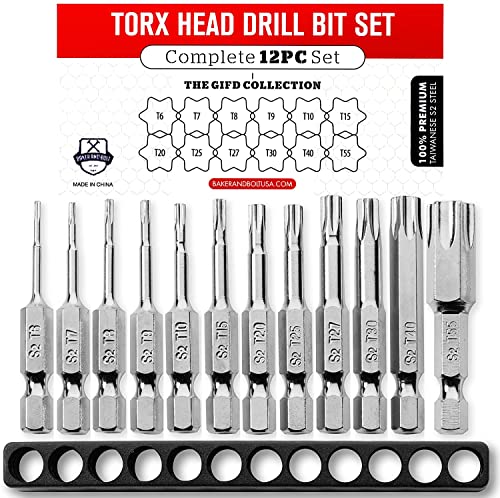 Baker and Bolt Torx Head Drill Bit Set - Premium12pc Set w Storage ...