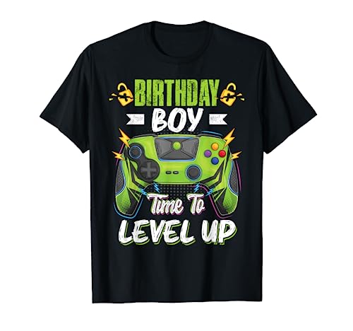 Birthday Boy Time to Level Up Video Game Birthday Boys kids T-Shirt...