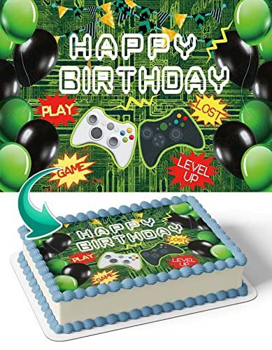 CAKECERY Level Up Gamer Xbox OP Edible Cake Image Topper Birthday C...