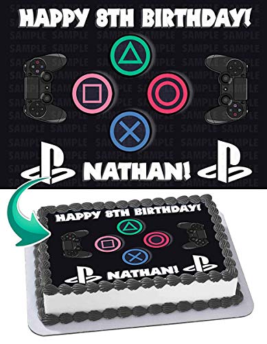 Cakecery Playstation Video Game Edible Cake Image Topper Personaliz...