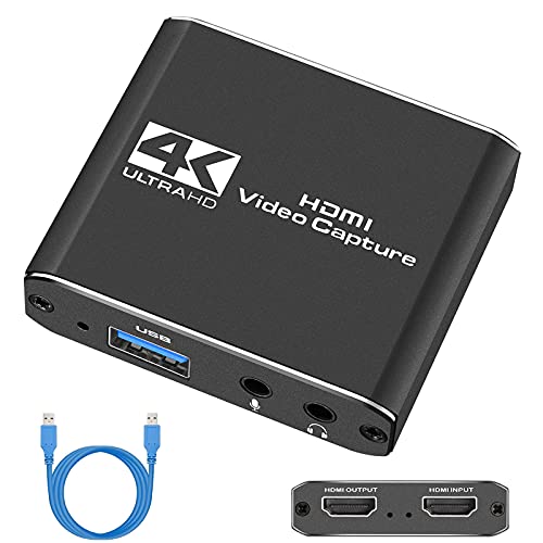Capture Card, Audio Video Capture Card with Microphone 4K HDMI Loop...