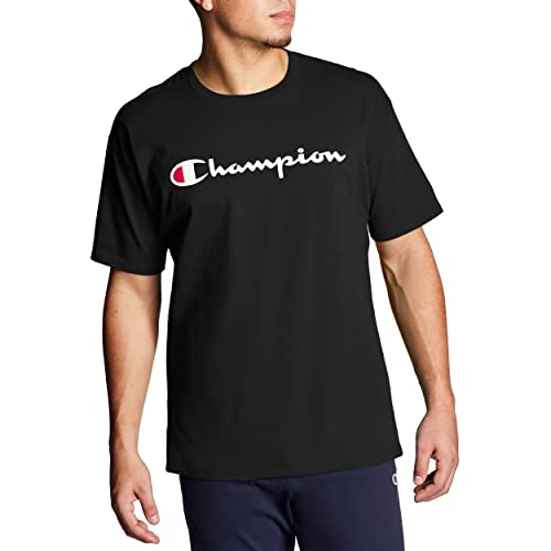 Champion mens Classic T-shirt, Classic Script T Shirt, Black-y06794...
