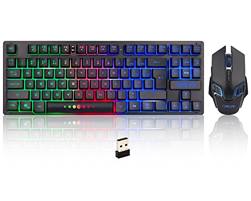 CHONCHOW Wireless Gaming Keyboard and Mouse Combo, Rechargeable 87 ...