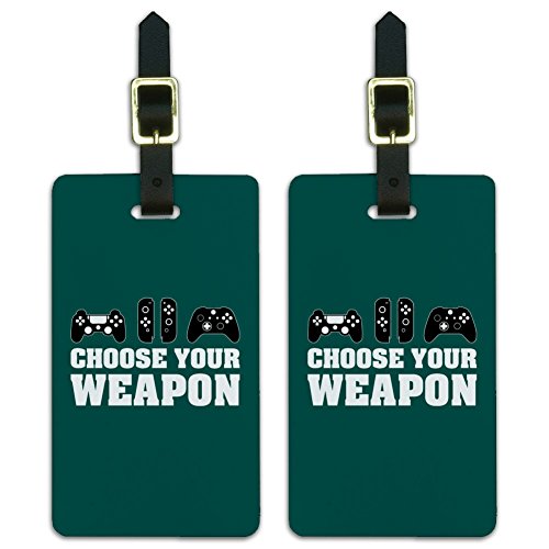 Choose Your Weapon Controllers Games Luggage ID Tags Cards Set of 2...