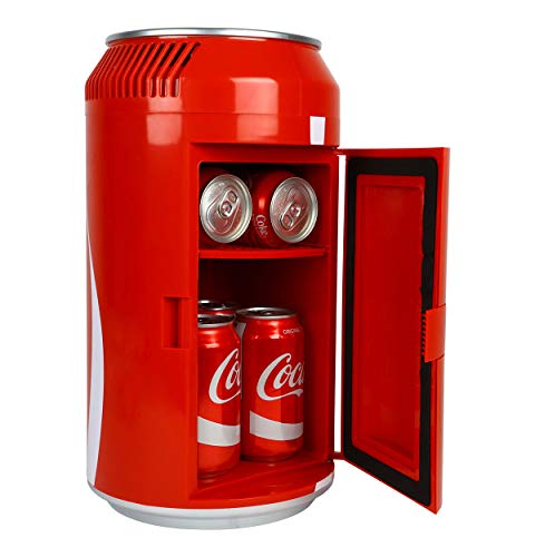 Coca-Cola 8 Can Portable Mini Fridge w  12V DC and 110V AC Cords, 5...