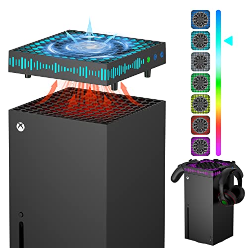 Cooling Fan for Xbox Series X with RGB LED Light Strip & 3 Detachab...