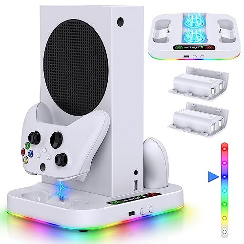 Cooling Fan Stand & RGB Light Strip for Xbox Series S,Dual Charger ...