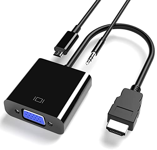 Cuxnoo HDMI to VGA Adapter, HDMI-VGA 1080P Converter with 3.5mm Aud...
