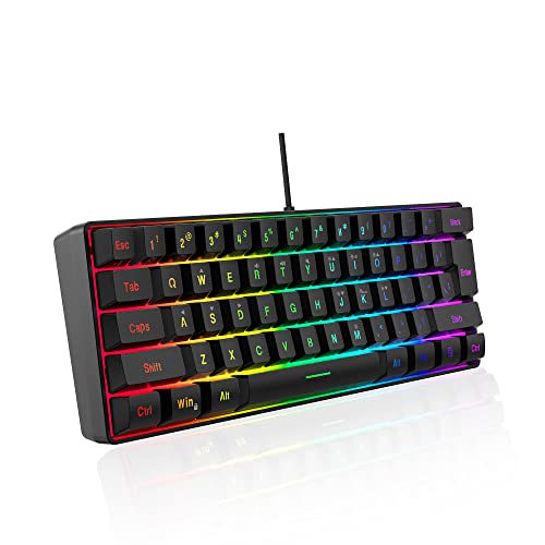 DGG K60 61 Keys RGB Backlit 60% Wired Gaming Keyboard, Ergonomic Wa...
