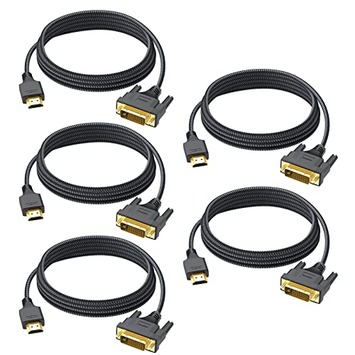 DteeDck DVI to HDMI Cable 6ft 5 Pack, HDMI to DVI Cable Adapter Bid...