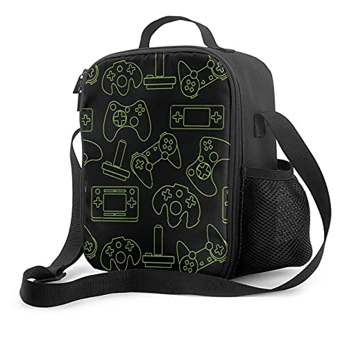 Duduho Video Games Console Pattern Print Insulated Lunch Bag Reusab...