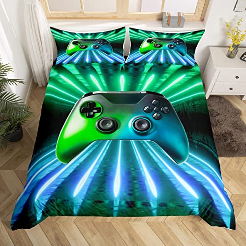 Erosebridal Green Blue Gamepad Bedding Set, Game Player Comforter C...