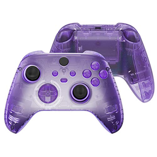 eXtremeRate Clear Atomic Purple Controller Full Set Housing Shell C...