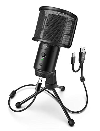 FIFINE USB Desktop PC Microphone with Pop Filter for Computer and M...