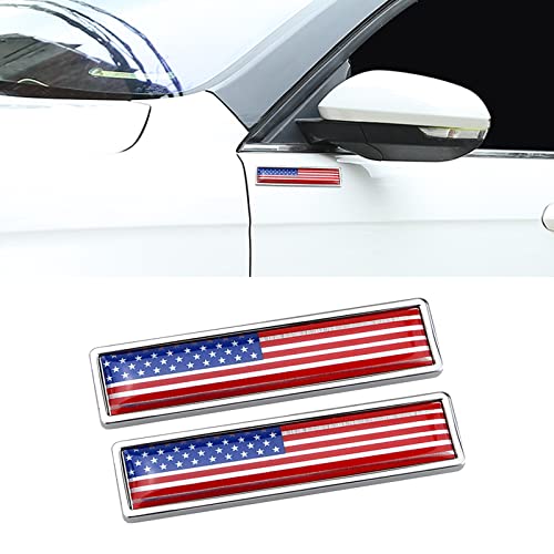 Fogfar 2 PCS American Flag Car Sticker, Zinc Alloy Emblem, Car Modi...