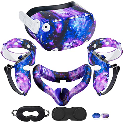 for Oculus Quest 2 Silicone Case Accessory with VR Face Cover Pad a...