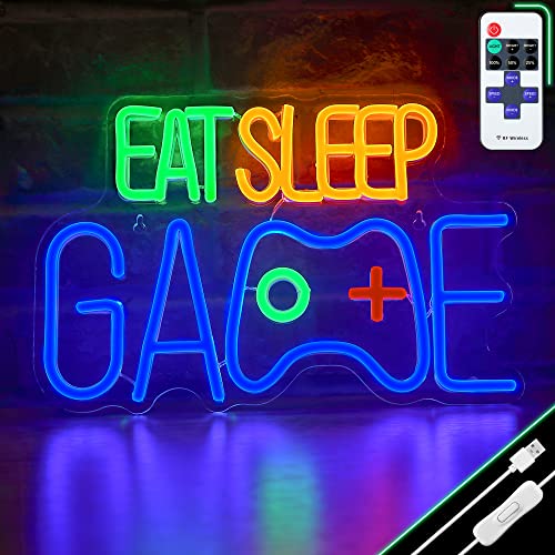 Game Neon Sign, EAT SLEEP GAME Wall Decor Glow at Night Neon Light ...