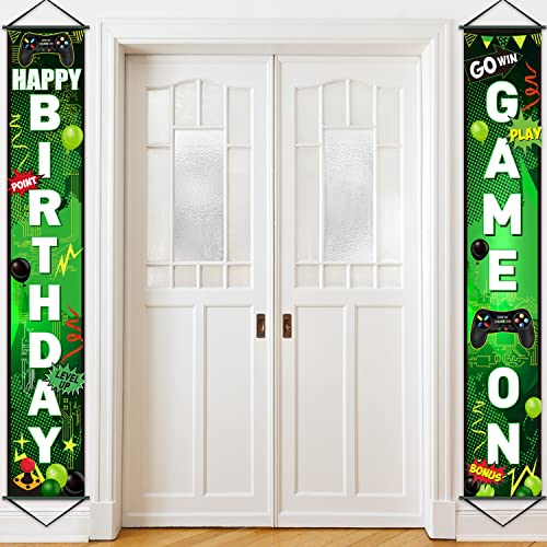 Game On Birthday Banner Video Game Birthday Party Decorations Game ...