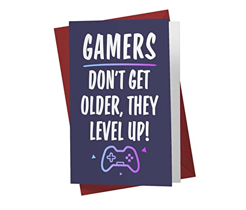 Gamer Birthday Card For Men and Women, Single Large 5.5 x 8.5 Happy...