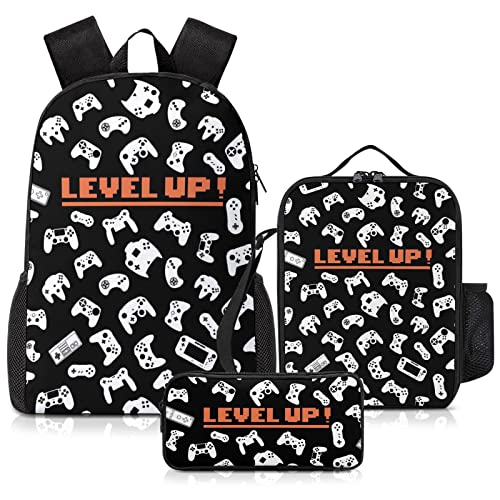 Gamer Cute Aesthetic Backpack Set for Elementary School Student, Ga...