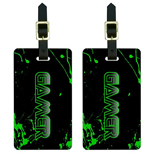 Gamer Paint Splatter - Gaming Geek Luggage Tags Suitcase Carry-On I...