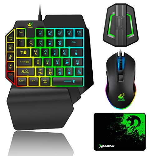 Gaming Keyboard and Mouse Combo, Wired 39 Keys Mechanical Feeling R...
