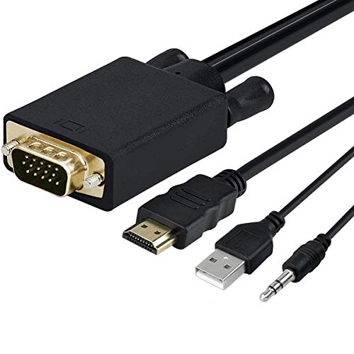 HDMI to VGA Adapter Cable with 3.5mm Audio Cord, 1080P HDMI to VGA ...