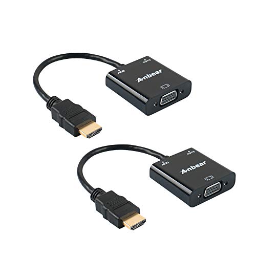 HDMI to VGA with Audio,Anbear Gold-Plated HDMI to VGA Adapter 2 Pac...