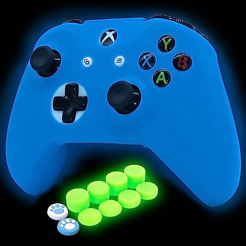 HLRAO Blue Silicone Cover Skin for Xbox One S X Controller Glow in ...