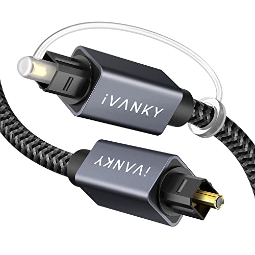 IVANKY Optical Audio Cable 10ft 3M, Slim Braided Fiber Audio Cable,...