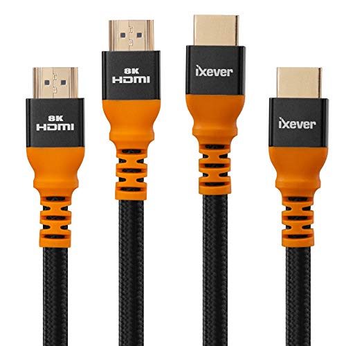 IXEVER HDMI 2.1 Cable 6.6ft (2-Pack), 8K 48gbps HDMI Ultra High Spe...