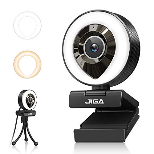 JIGA Streaming Webcam with Dual Microphone 1080P Adjustable Right L...