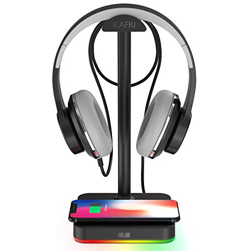 KAFRI RGB Headphone Stand with Wireless Charger Desk Gaming Headset...