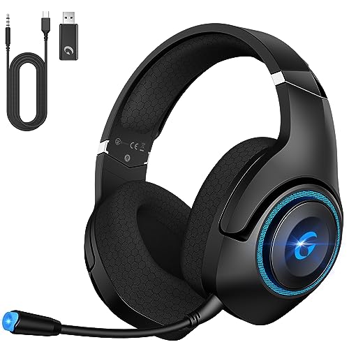 KAPEYDESI Wireless Gaming Headset, 2.4GHz USB Gaming Headphones for...