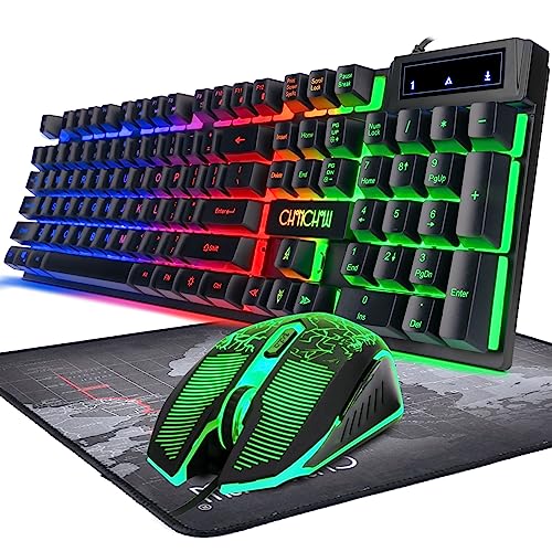 Keyboard and Mouse Gaming LED Wired Combo with Emitting Character K...